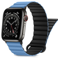 1 x RAW Customer Returns HITZEE Compatible with Apple Watch Strap 49mm 45mm 44mm 42mm 41mm 40mm 38mm, Double-Sided Silicone Magnetic Band Compatible for Apple Watch Ultra 2 Series 9 8 7 SE 6 5 4 44 45 49, Blue Black  - RRP €22.59