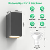 1 x RAW Customer Returns Wall light outside inside 2 pieces, IP65 waterproof 10W warm white 3000K aluminum square outdoor wall lamp with GU10 bulbs outdoor light for garden front bathroom porch garage anthracite - RRP €36.29