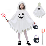 1 x RAW Customer Returns White Ghost Halloween Costume for Children with White Pumpkin Bag 4-6 years - RRP €16.72