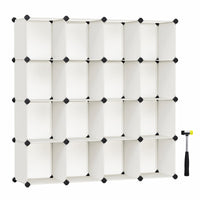 1 x RAW Customer Returns SONGMICS Modular Shoe Rack, Shelf with 16 Modular Cubes, Wardrobe, Pet Enclosure, Bedroom Walk-In Closet Entrance, 31 x 123 x 123 cm, Cream White LPC442M01 - RRP €39.61