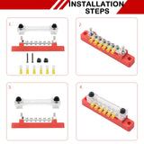 1 x RAW Customer Returns HOIIME 12V - 48V Busbar Power Terminal Blocks with 2 M6 Bolts 6 M4 Screw Terminals, 150A Busbar Block with Cover for Cars RV Boats Yachts Red Black, 2 Pack  - RRP €11.71