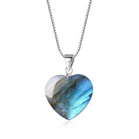 1 x RAW Customer Returns COAI gift ideas for women 925 Sterling silver lucky necklace with heart pendant love pendant made of labradorite amulet gemstone necklace - RRP €35.29