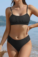 1 x Brand New SHEKINI Women s Bikini Set Bandeau Adjustable Bikini Top Elegant Two-Piece Swimsuit with High Waist Tummy Control Triangle Bikini Bottoms Swimwear XL, B-black  - RRP €30.95