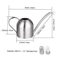 1 x RAW Customer Returns IMEEA 450ml watering cans, brushed watering can, stainless steel flower watering cans, watering for houseplants, bonsai for balcony, garden, office, living room silver  - RRP €22.99