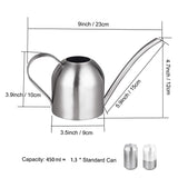 1 x RAW Customer Returns IMEEA 450ml watering cans, brushed watering can, stainless steel flower watering cans, watering for houseplants, bonsai for balcony, garden, office, living room silver  - RRP €22.99