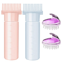 4 x Brand New 4 pieces applicator bottle hair root comb applicator bottle 180ML oil applicator hair, hair oil applicator with shampoo scalp massage brush hair oil applicator for hairdressing tools self-coloring - RRP €41.52