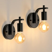 1 x RAW Customer Returns DELIPOP Wall Light Indoor Vintage, E27 Wall Lamp Black Metal, Wall Lights Wall Spotlight Industrial Retro Lamp for Bedroom, Living Room, Stairs, Hallway, Dining Room 2 Pieces Without Bulb - RRP €27.48