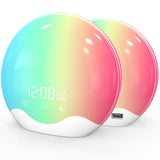 1 x RAW Customer Returns Light alarm clock, daylight alarm clock Wake up light sunrise sunset simulation alarm clock FM radio 5 nature sounds 2 alarms snooze 12 color light 20 brightness bedside lamp for children adults - RRP €32.71