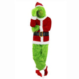 1 x RAW Customer Returns SnowDream 7-piece green fur monster costume for adults, Santa Claus costume, cosplay outfit, Halloween Christmas suit with mask and Santa hat - RRP €100.19