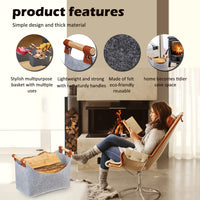 1 x RAW Customer Returns Felt Fireplace Wood Bag, Felt Bag with Handle, Gray Felt Basket, Felt Bag for Wood, Firewood Basket, Strong Log Bag, Log Basket 2 Dark 45 32 40cm  - RRP €19.2