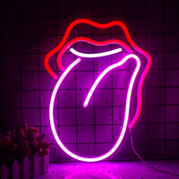 1 x RAW Customer Returns Neon Lips Red Lips Tongue Wall Decor Pink-Red Neon Light Bedroom LED Neon Light for Game Room Pub Home Bar Club Party Gift - RRP €35.9