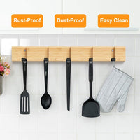 1 x Brand New Anjuer Wall Hanger with 5 Retractable Hooks, 20kg, Bamboo Board, Black Hooks - RRP €34.7