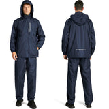 1 x Brand New SwissWell Men s Rain Suit Long Sleeve Waterproof Work Raincoat Set Outdoor Rainwear Motorcycle Lightweight Casual Jacket Rain Suit Men Hunting Windproof S-Navy Blue  - RRP €66.2