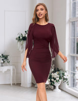 1 x Brand New DRESSTELLS women s vintage cocktail dress festive wedding dress elegant sheath dress knee-length pencil dress plus size burgundy 3XL - RRP €38.3