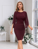 1 x Brand New DRESSTELLS women s vintage cocktail dress festive wedding dress elegant sheath dress knee-length pencil dress plus size burgundy 3XL - RRP €38.3