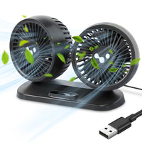 1 x RAW Customer Returns Foreverup Car Fan 12V 24V, USB Fan, 360 Rotatable Double Headed Fan, 3 Speeds Double Fan, Car Fan, Double Head Fan, for Car SUV Truck Motorhome - RRP €21.17