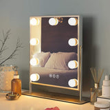 1 x RAW Customer Returns FENCHILIN makeup mirror with lighting 9 dimmable lamps Illuminated makeup mirror Hollywood mirror with lighting LED lamps 360 rotatable makeup mirror with light 3 light colors white 25x30 cm - RRP €58.31