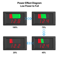 1 x RAW Customer Returns Battery Voltage Meter, 2 in 1 Battery Level Indicator 12v 24v 36v 48v 60v LED Digital Battery Meter - Blue Display Waterproof - RRP €13.99