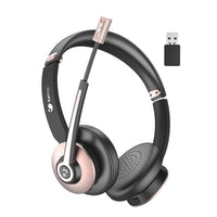 1 x RAW Customer Returns Earbay Bluetooth Headset with Microphone, Wireless Headset with Microphone and Noise Canceling, Bluetooth Headphones with USB Dongle and Mute Button for PC Office Zoom Skype Rose Gold - RRP €46.38