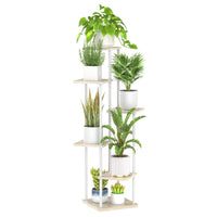 1 x RAW Customer Returns LyTaispuly 6 Tier Wooden Metal Plant Stand Indoor Outdoor, 115cm Corner Flower Shelf Plant Rack for Multiple Plants, Flower Stand Plant Stairs Outdoor Balcony Garden Living Room 6 Tier White  - RRP €55.99