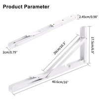 1 x RAW Customer Returns YUMORE folding bracket heavy-duty 400 mm shelf bracket foldable white - 2 pieces metal folding brackets wall table holder folding shelf brackets for DIY folding table benches shelves space-saving, max load 330 lbs - RRP €30.24