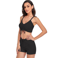 1 x RAW Customer Returns Jarseila Women s Bikini Set Two-Piece Swimsuit High Waist Swim Shorts Push Up Pads Swimsuit Top Bikini Bottoms Sporty Bikini, Black, M - RRP €22.99