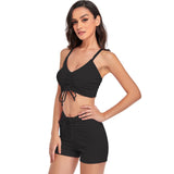 1 x RAW Customer Returns Jarseila Women s Bikini Set Two-Piece Swimsuit High Waist Swim Shorts Push Up Pads Swimsuit Top Bikini Bottoms Sporty Bikini, Black, XL - RRP €33.99