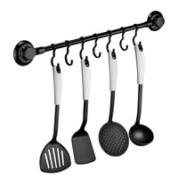 1 x RAW Customer Returns MaxHold suction screw kitchen helper hanging rail 7 hooks, attach without drilling stainless steel rust-free kitchen utensil holder for kitchen bathroom storage - RRP €23.99