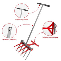 1 x RAW Customer Returns CStern Fork with Metal Handle, Grave Fork with 9 Teeth, 2 in 1 Garden Fork, Fork, Garden Cutter for Digging and Chopping Earth - RRP €90.99