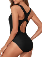 1 x RAW Customer Returns Aleumdr One Piece Swimsuit Women Sports Swimwear with Cups Tummy Control Sexy Swimsuit Push Up Swimsuits Monokini Black Plus Size - RRP €26.21