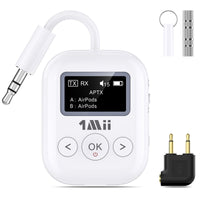 1 x RAW Customer Returns 1Mii SafeFly Min Bluetooth Audio Transmitter Receive,2024Upgraded Supports Dual, Device Transmitter and Receiver AptX Low Latency HD Lossless Equipped with Airplane 3.5mm Female Adapter - RRP €58.99