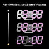 1 x RAW Customer Returns Deeyaple LED Wall Clock Digital Alarm Clock 3D Clock Dimmable Snooze USB 12 24 Hour Date Temperature Display Remote Control Night Light Living Room Kitchen Bedroom Office 25 cm Colourful  - RRP €32.26