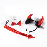 28 x Brand New KEELYY 3 Piece Devil Horns Costume Set, Devil Horns Headband Devil Ears, Red Devil Costume with Hairband Bow Tie Devil Tail for Halloween Carnival Cosplay Masquerade - RRP €169.12