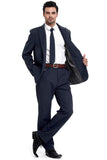 1 x RAW Customer Returns Men s Party Suit Solid Color Halloween Party Leisure Suit with Tie and Pants Dark Blue M - RRP €51.99