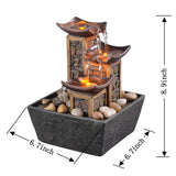 1 x RAW Customer Returns Evisso 3 Tier Relaxation Table Fountain Simulation Stone Column Water Fountain Soothing Sound Meditation Fountain with Stones and Reflective Lighting 21110  - RRP €40.33