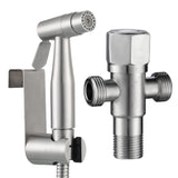 1 x RAW Customer Returns Tecmolog Bidet Shower 2 Modes Hand Taps Shattaf Sprayer Stainless Steel Portable for Toilet, with Support, Diverter Valve and 1.2m Hose, WS024AF2 - RRP €36.1