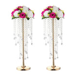 1 x RAW Customer Returns LANLONG 2pcs Home Decoration Flower Centerpiece Acrylic Crystal Wedding Road Lead Vases Gold Wedding Decor Vase Centerpieces Wedding Flower Vases Metal Crystal Flower Vases 55cm  - RRP €43.98