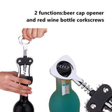 1 x RAW Customer Returns Foho Wine Opener, Multifunctional Wing Corkscrew for All Cork Stoppers and Beer Cap Bottles, Luxury Waiter Corkscrew with Stopper Set for Wine Lovers, Waiters - Black - RRP €9.06