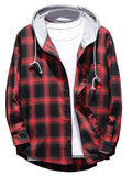 1 x Brand New FTCayanz Men s Checked Shirt Men s Regular Fit Long Sleeve Leisure Checked Shirt with Hood Red M - RRP €35.29