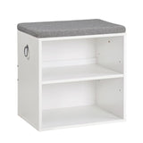 1 x RAW Customer Returns HOOBRO Shoe Bench, Entryway Shoe Rack, Padded Seat, 40 x 29 x 42 cm, 2-Compartment Seat, Shoe Rack, with Adjustable Shelves, Hallway, Living Room, White and Grey EWG04HX01G1 - RRP €36.99