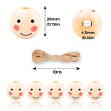 1 x Brand New FiveMileBro 50 pieces wooden beads with face, wooden beads round 20 mm, and wooden beads for threading with 4.5 mm hole, large wooden beads natural for DIY crafts, necklace, bracelet and decorations - RRP €10.07