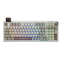 1 x RAW Customer Returns EPOMAKER RT100 Mechanical Keyboard Gasket with Customizable Display, Bluetooth 2.4G USB, Rotary Switch, Hot Swap, 5000mAh Battery, RGB for Win Mac Gaming Retro White US QWERTY , Sea Salt Silent Switch  - RRP €141.99