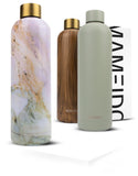 1 x RAW Customer Returns MAMEIDO stainless steel drinking bottle 1l, 750ml 500ml - leak-proof thermos bottle, suitable for carbon dioxide, BPA free, insulated bottle 12h hot 24h cold Pearl Marble Gold, 1000ml  - RRP €32.95