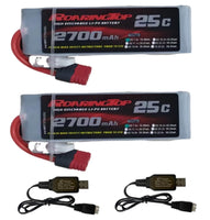 1 x RAW Customer Returns ROARINGTOP 2S Lipo Battery, 7.4v 2700mah RC Lipo Batteries 25C with Deans T Plug Compatible with WLtoys 104009 104002 104072 124017 124018 1 10 1 12 RC Car Truck Truggy with 2 USB Charger 2 Pack  - RRP €32.99