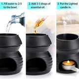 1 x RAW Customer Returns SUMNACON Ceramic Fragrance Lamp with Candle Holder Tealight Holder Calabash Aroma Lamp Fragrance Light Aroma Burner for Fragrance Oil and Fragrance Wax Black  - RRP €15.12