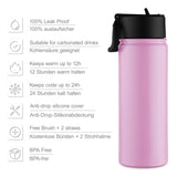 2 x RAW Customer Returns wedrink Children s Drinking Bottle Leak-Proof, Stainless Steel with Straw Leak-Proof - 350ML Wide Neck Water Bottle, BPA Free, for School, Kindergarten Bottle, Pink - RRP €40.8