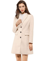 1 x RAW Customer Returns Allegra K women s wool coat lapels button placket winter coat cream white XL - RRP €86.61