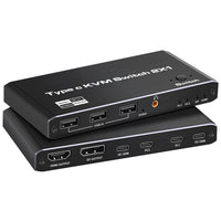 1 x RAW Customer Returns Tendak USB-C KVM Switch, 2 Port Type-C KVM Switch USB-C KVM Switch with 4 USB 2.0 Port Support 8K 60Hz, 4K 120Hz, 100W PD Fast Charging, 2 PC Share Mouse, Keyboard and DisplayPort HDMI Monitor - RRP €60.49