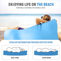 1 x RAW Customer Returns KEEPAA Inflatable Sofa Camping Lounger Inflatable Sea Bed for Travel Beach Musical Picnics Parties - Waterproof Anti Air Leaks Blue  - RRP €21.58