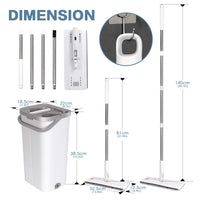 1 x RAW Customer Returns Masthome mop set with bucket, 140cm stainless steel handle mop and cleaning bucket set, floor mop set with 10 microfiber pads, mop with wringing function for all floors - white - RRP €45.89